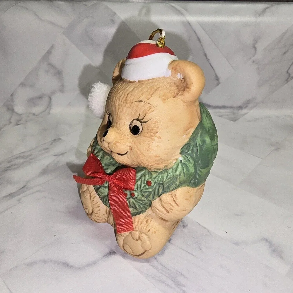 Vintage Jolly Jingles‎ Bear Bell Christmas Ornament Hand Painted Porcelain w Box